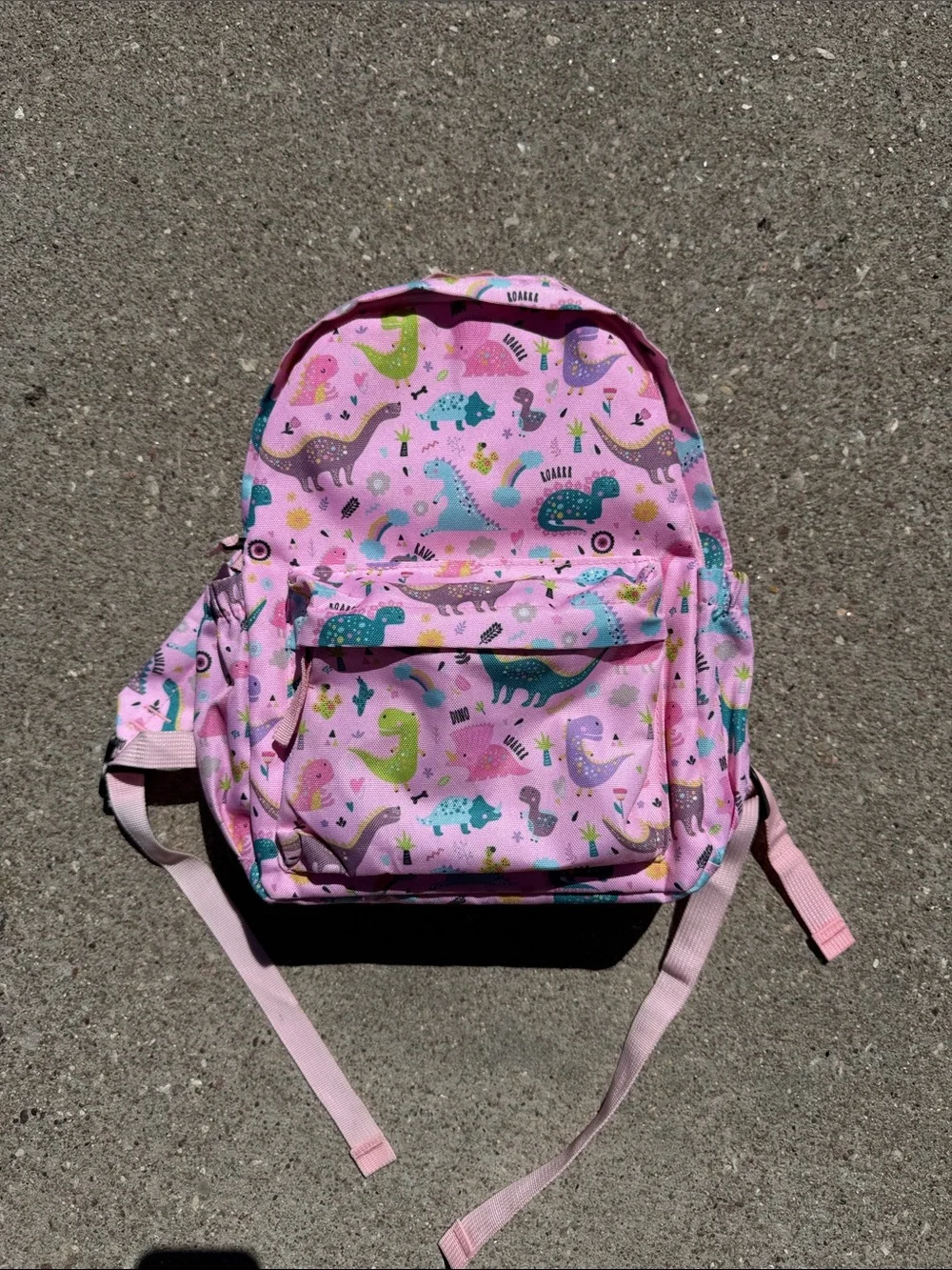Pink Dinosaur Kids Backpack with Front Pocket - King Cheer